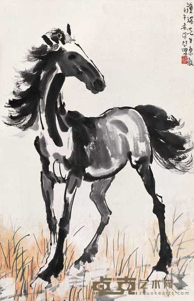 徐悲鸿 1942年作 秋风立马图 立轴 82×52cm